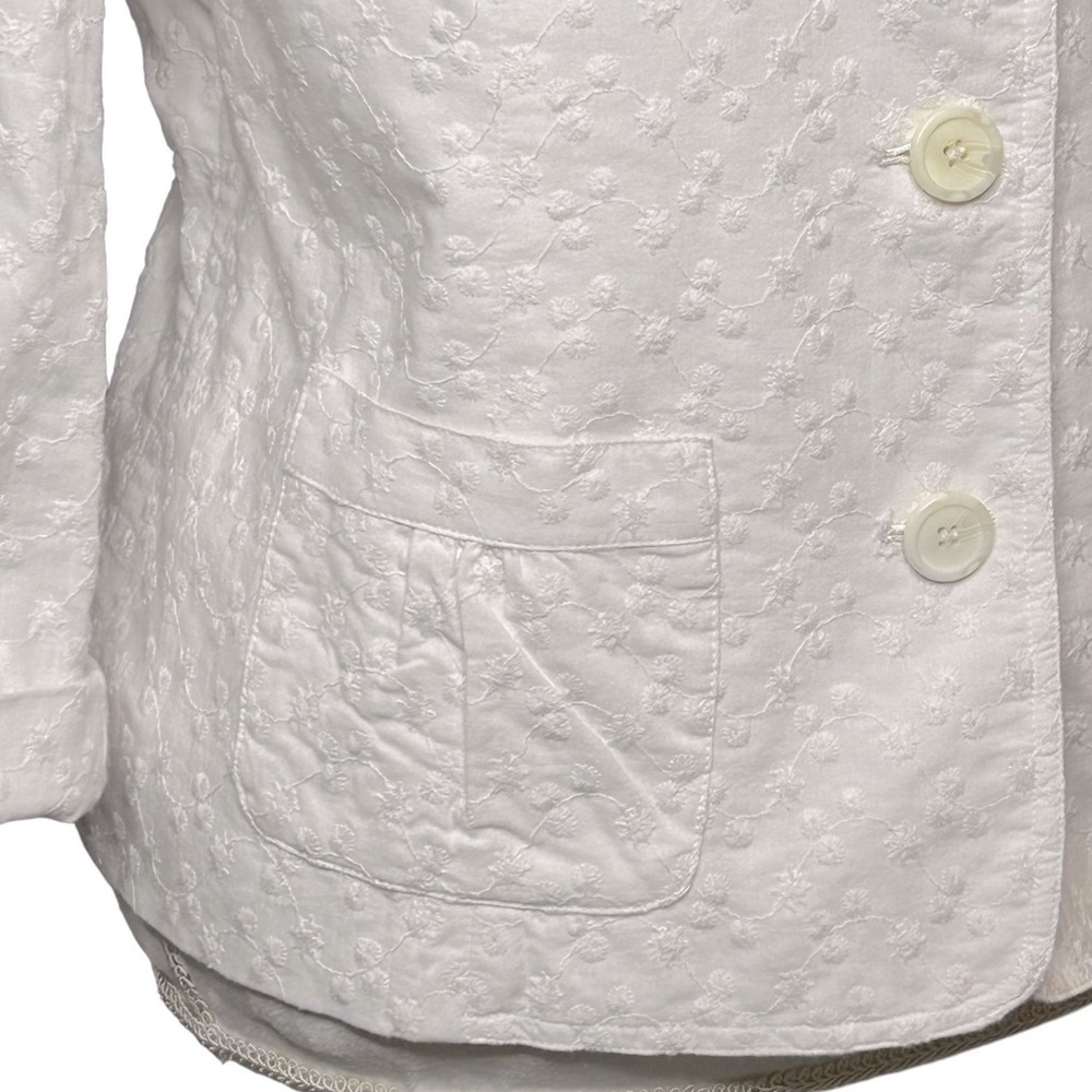 VINTAGE STYLE & CO. Jacket Blazer Ruched details White Floral Size 16 Like new - Picture 3 of 12